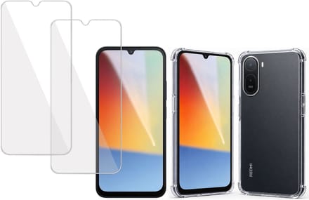 TechNow Hoesje + 2x Screenprotector geschikt voor Xiaomi Redmi A7 Pro 4G Hoesje Screenprotector - Tempered Glass - Extreme Shock Case Transparant