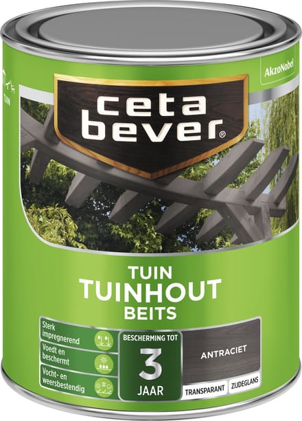 Cetabever Buitenbeits Transparant Tuinhout Beits - Antraciet - Zijdeglans - 750ml