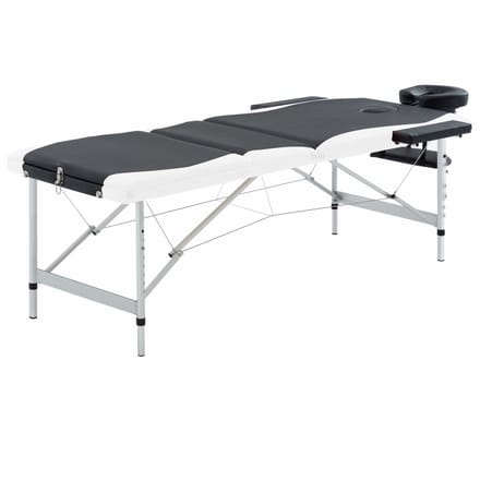 vidaXL - Massagetafel - inklapbaar - 3 - zones - aluminium - zwart - en - wit