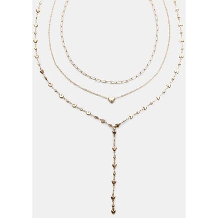 Stradivarius Set van 3 lariat kettingen met hart  Goud OS