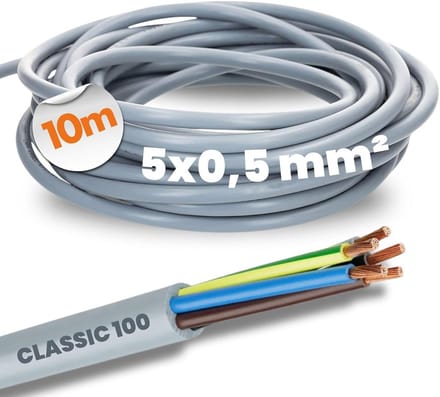 5-aderige Kleurgecodeerde PVC Besturingskabel 10 Meter 5G0,5 mm² - Flexibel en Duurzaam