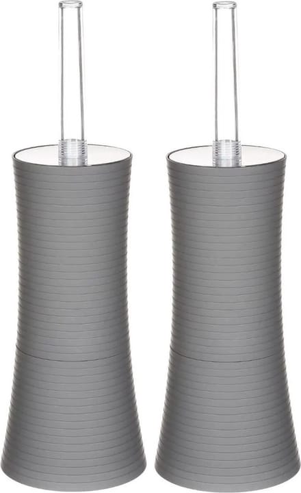 5Five - WC-/toiletborstels met houder grijs kunststof 38 cm - Set 2x