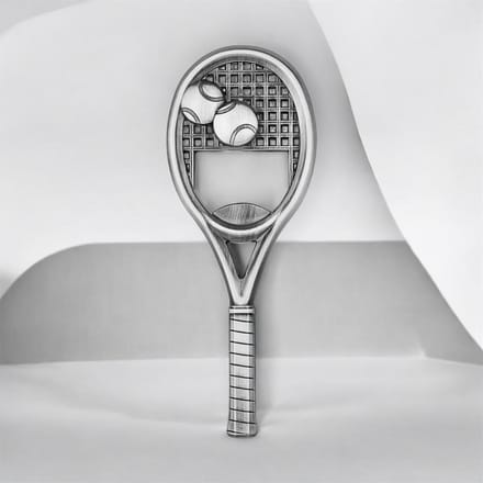 Flesopener Tennisracket ( Donker Zilverkleurig 10.5 x 4.0 cm