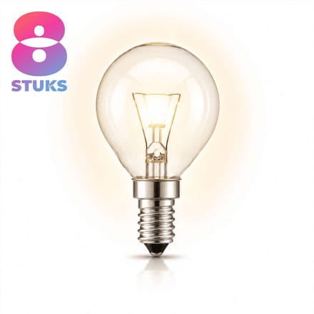 8x Kogel Gloeilamp E14 - 25W - Warm Wit Licht (2700K) - 180 lm - 1 jaar - Dimbaar