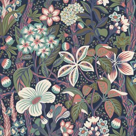 Boråstapeter Vliesbehang 2082 - Swedish Designers - Botanisch Blauw - 49cm x 10.05m