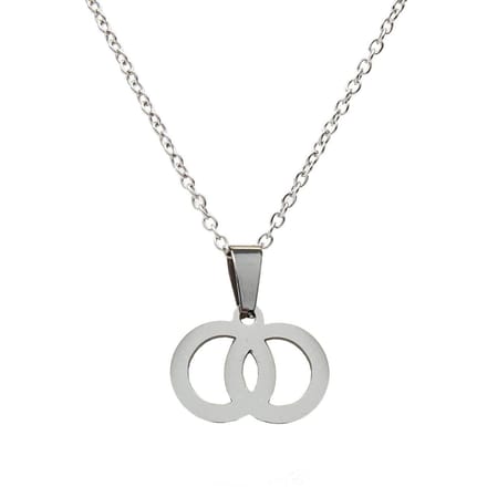 Fako Bijoux® - Ketting - Stainless Steel - Cirkel Duo - Zilverkleurig