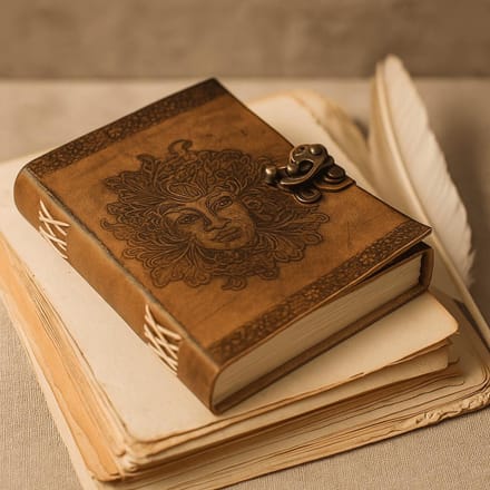 Leren Notitieboek -  Greenman - Handgemaakt - 20x15cm