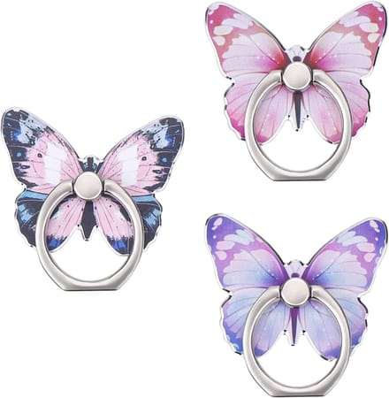 Solidchoice - Set van 3 Telefoon Ringhouders met Vlinderpatroon