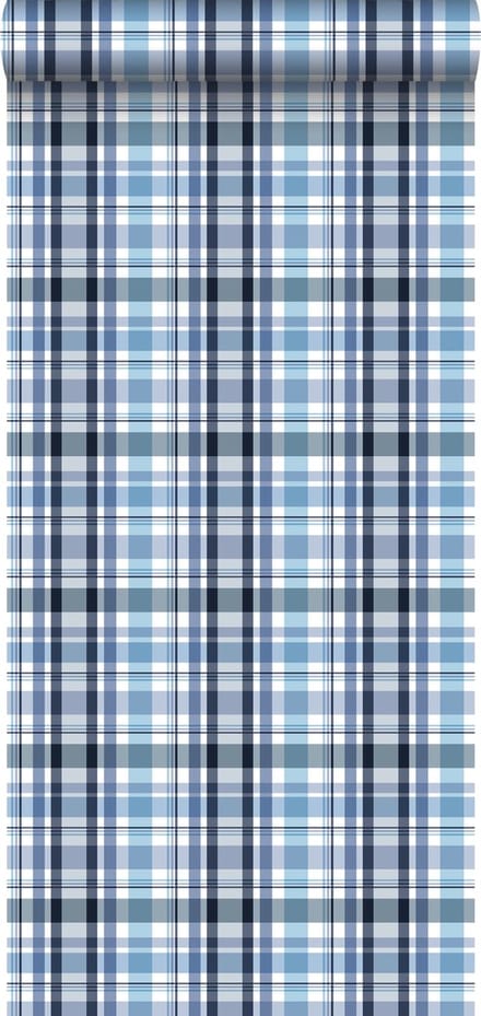 ESTAhome behang ruiten blauw - 53 cm x 10.05 m - 138820