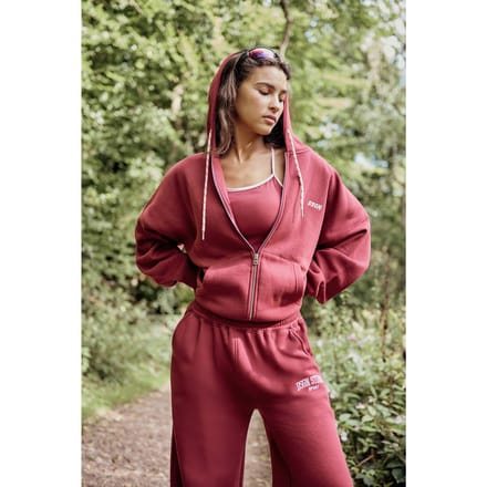 Dames DSGN Studio Sport Rits Oversized Hoodie | Bordeaux Rood | Maat: Small