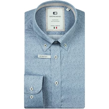 Giordano Overhemd Loretto Satin Stretch Micro Herringbone Dark Denim / male