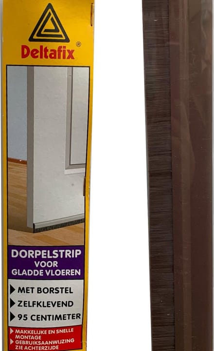 Deltafix.Tocht strip bruin met borstel zelfklevend 95 cm dorpelstrip.