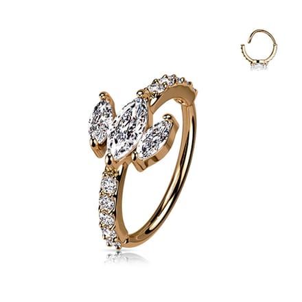 Buigbare ring Triple Marquise CZ Top 0.8X8 - rose goud - LMPiercings