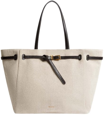 Ted Baker Shopper Tafanie Belted Herringbone Canvas Large Tote Bag Brn-Choc Beige