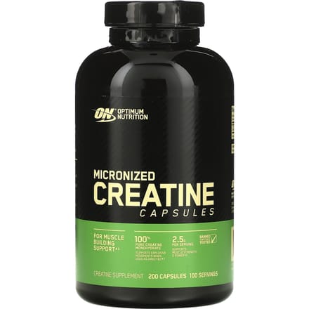 Optimum Nutrition, Gemicroniseerde Creatine Capsules, 2,5 g, 200 Capsules (1,25 g per capsule)
