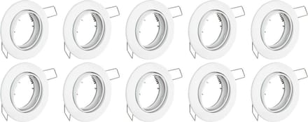 Spot Armatuur 10 Pack - GU10 Inbouwspot - Rond - Wit - Aluminium - Kantelbaar Ø82mm
