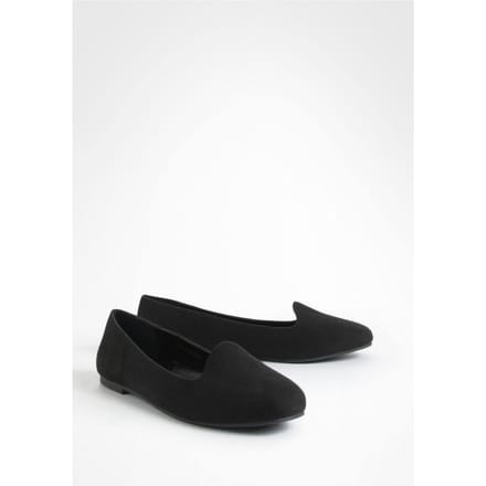 boohoo Dames Wide Fit Basic Slipper Ballet Flats | Zwart | Maat: 41