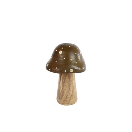 Van Manen decoratie sculptuur paddenstoel groen mango 9x8x13cm.