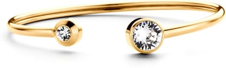 CO88 Collection Sparkle 8CB-90332 Stalen Flex Bangle - Kristal Stenen 4 en 8 mm - Grootte 58x49 mm - Goudkleurig