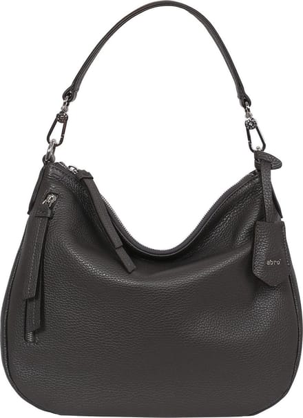 abro Leren Schoudertas Leather Adria Hobo Juna Dark Grey Donkergrijs