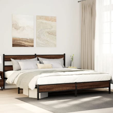 vidaXL - Bedframe - zonder - matras - metaal - bruin - eikenkleur - 180x200 - cm