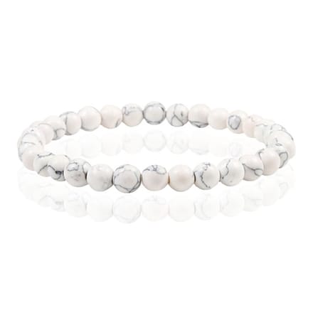 6mm Memphis Natuursteen Armband - White Howlite