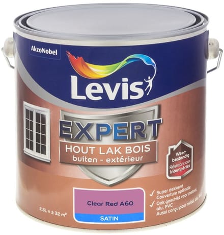 Levis - Expert Hout Lak Buiten Satin Mix - Clear Red A60 - Mengverf - 2,5 L