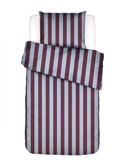 Essenza Minte Stripe Dekbedovertrek Katoensatijn Mauve wine - Ice blue - Eenpersoons – 140x200/220 cm