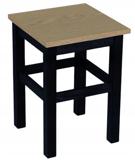Zwarte Keukentabouret met Licht Eiken Zitting - 45cm Hoog