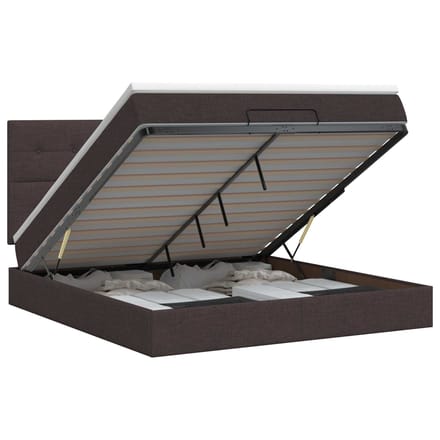 vidaXL - Ottoman - bed - met - matras - Donkerbruin - 140 - x - 200 - cm - Stof