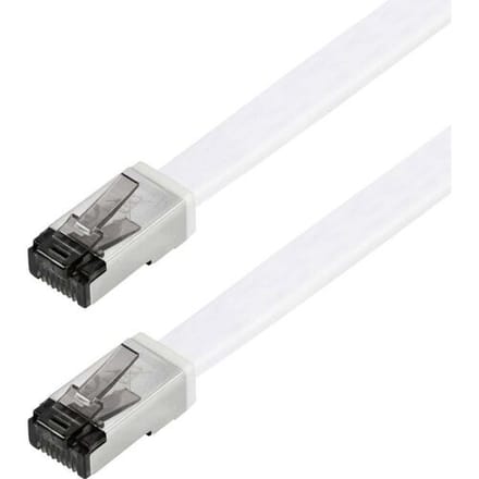 Maxtrack TI56-10L RJ45 Netwerkkabel, patchkabel CAT 8.1 U/FTP 10 m Wit Plat 1 stuk(s)