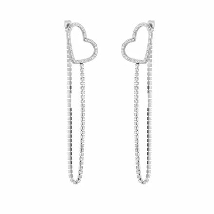 Bijoutheek Oorknoppen Strass hart ketting stenen Zilver