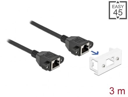 Delock Network Extension Cable for Easy 45 Module S/FTP RJ45 jack to RJ45 jack Cat.6A 3 m black