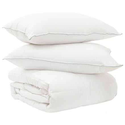 vidaXL - Deken - Set - met - kussen - Wit - 200 - x - 220 - cm - Polyester, - Bamboe