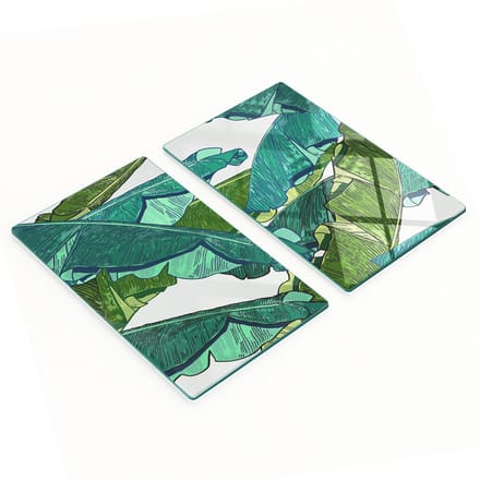 Glazen serveerplanken met bananenbladmotief, 2x30x52 cm