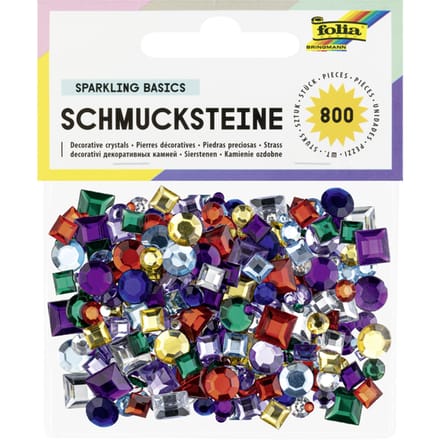 Glitter steentjes Folia 800 stuks diverse kleuren en afmetingen