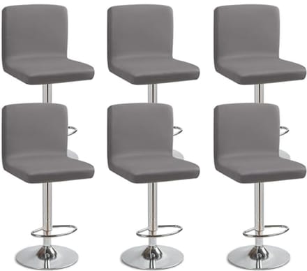 Set van 6 Verwijderbare Barkrukhoezen met Rugleuning - Stretch Eetkamerstoelhoezen