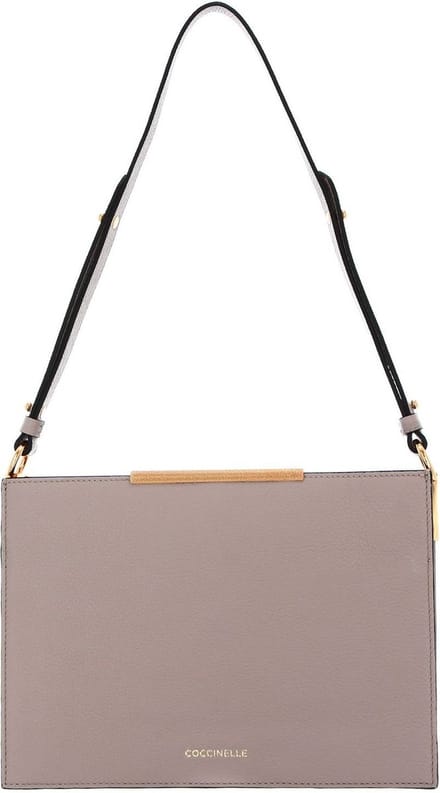 COCCINELLE Leren Schoudertas Delices Flat Shoulder Bag Powder Pink Beige