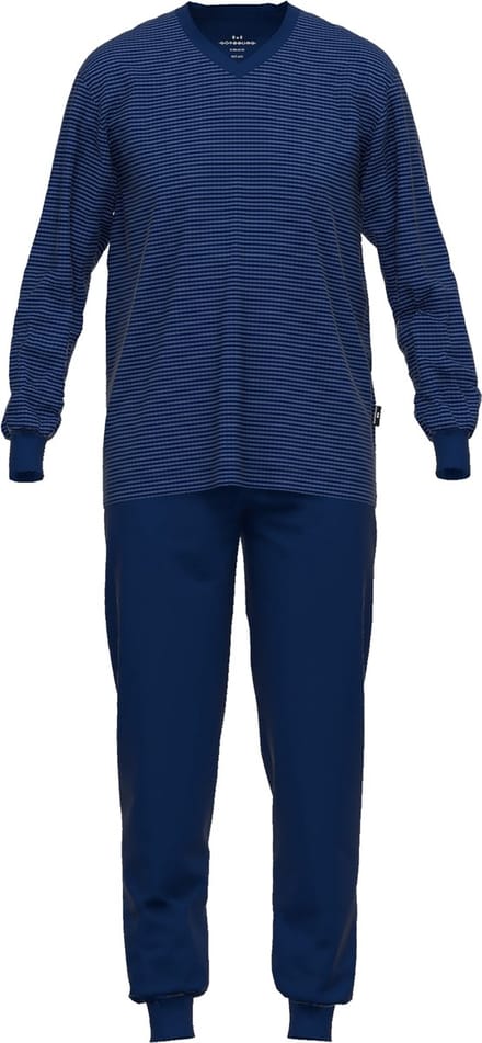 Gotzburg heren pyjama V-hals - donkerblauw gestreept