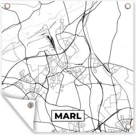 Tuindoek Stadskaart - Kaart - Marl - Plattegrond - 100x100 cm