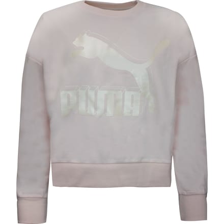 Puma Womens Classics Logo Metallic Crew Sweatshirt Rose 597405 87
