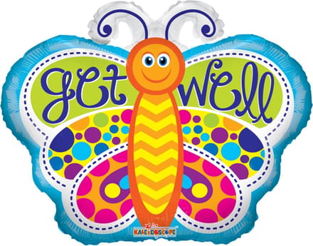 Folieballon - Get well - Vlinder - 46cm- Zonder vulling