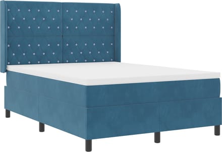 vidaXL - Boxspring - bed - met - matras - Blauw - 140 - x - 190 - cm - Fluweel