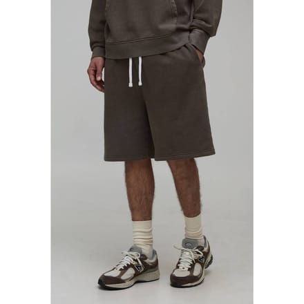 Ruimvallende Essential Gewassen Jersey Short | Washed Chocolate | Size Large