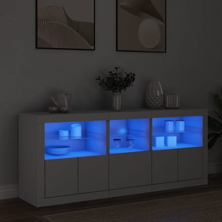 vidaXL - Dressoir - met - LED-verlichting - 162x37x67 - cm - wit