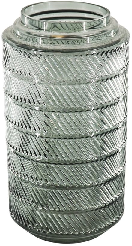Vaas- Hoge Bloemenvaas- Relief- Glas- Grijs- 12,5x23cm