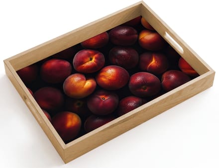 Dienblad hout 40x30 cm - Schootdienblad - Fruit - Close up - Nectarines - Borrelplank rechthoek - Plateau dienbladen