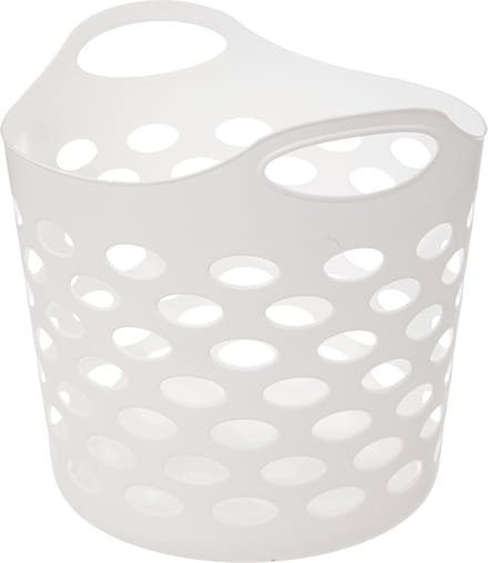 5Five Flexibele wasmand/opbergmand - rond - wit - 28 liter - D40.5 x H38 cm