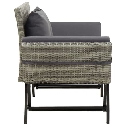 vidaXL - Tuinbank - met - kussens - 176 - cm - poly - rattan - grijs