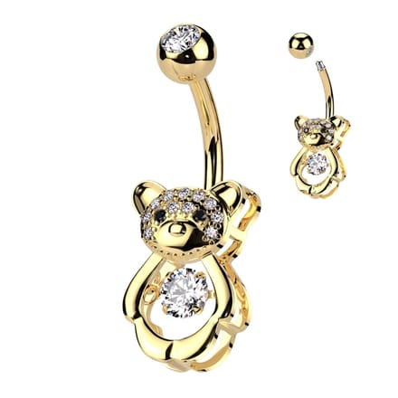 Piercing hollow bear met steentje - goud - LMPiercings